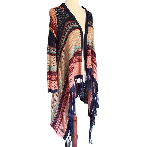 Say What open front Asymmetrical Cardigan Sweater Sz S Boho Western Aztec Knit - Picture 2 of 13